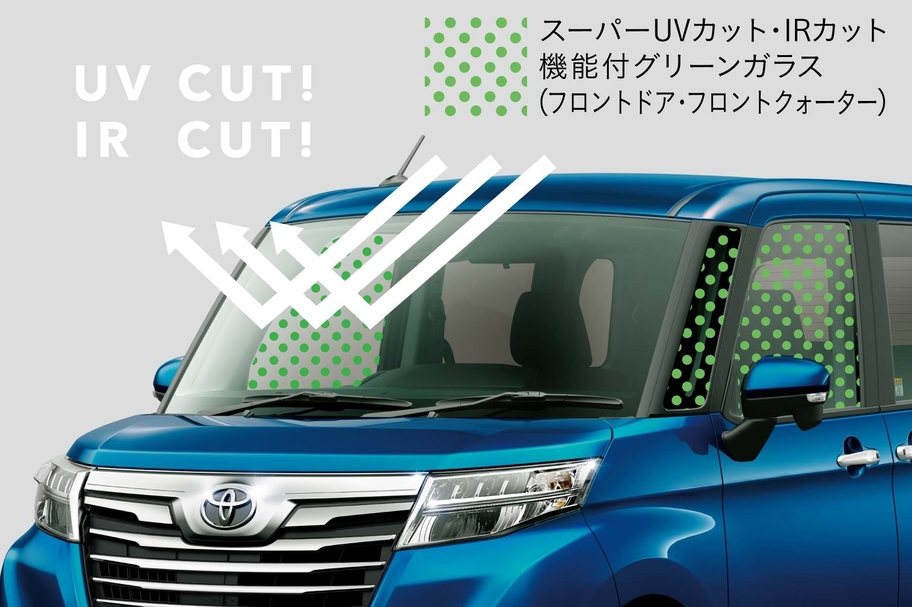 UVカット・IRカット機能付ウインドシールドグリーンガラス/スーパーUV カット・IRカット機能付グリーンガラス