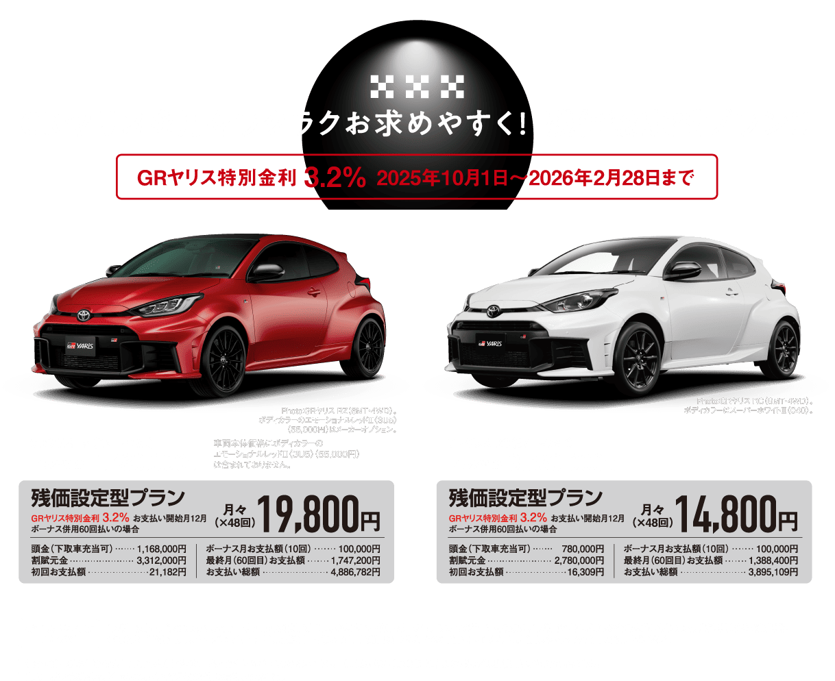 GRヤリスを月々ラクラクお求めやすく！残価設定型プラン！！